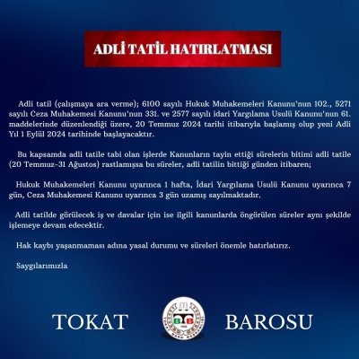 Adli Tatil Hatırlatması