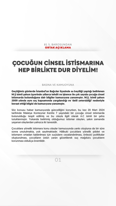 81 İL BAROSUNDAN ORTAK AÇIKLAMA