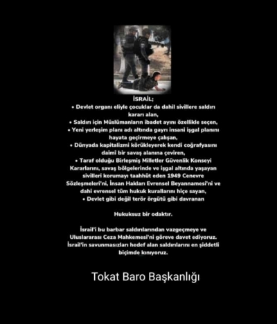 İsrail 'in Saldırılarını Kınıyoruz. 