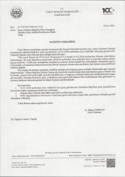 Baromuz Tarafından Sosyal Güvenlik Kurumu'na Yazılan Yazı