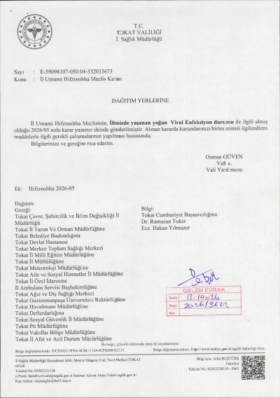İl Umumi Hıfzıssıhha Meclis Kararı