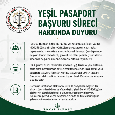 Yeşil Pasaport Başvuru Süreci Hakkında Duyuru