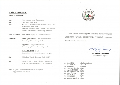 5.GELENEKSEL TOKATLI HUKUKÇULAR BULUŞMASI PROGRAMI