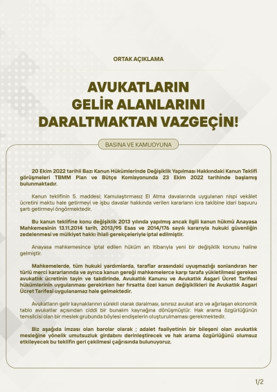 Barolardan Ortak Açıklama