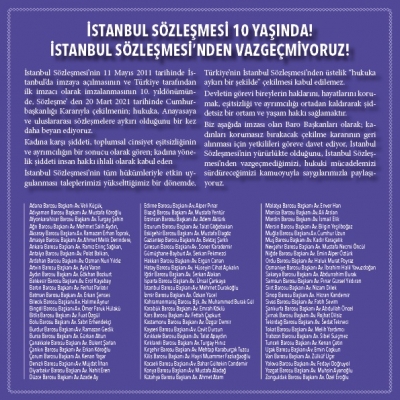 İstanbul Sözleşmesi 10 Yaşında.