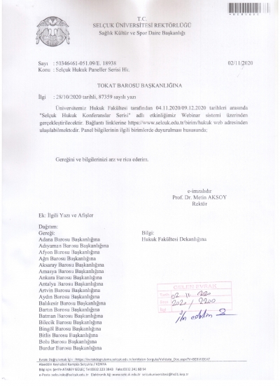 SELÇUK ÜNİVERSİTESİ "SELÇUK HUKUK KONFERANSLAR SERİSİ" ETKİNLİĞİ